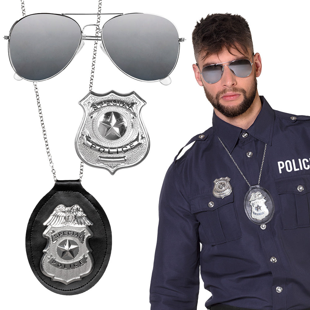 Afbeelding van Set 'Special police' (partybril, ketting en badge)