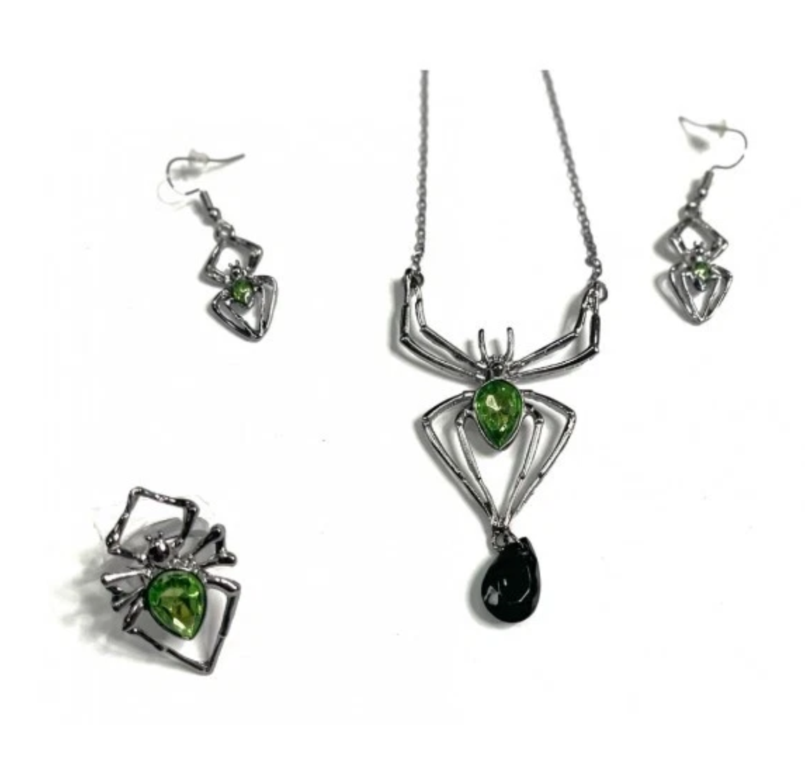 Afbeelding van Set spider earring necklace chain