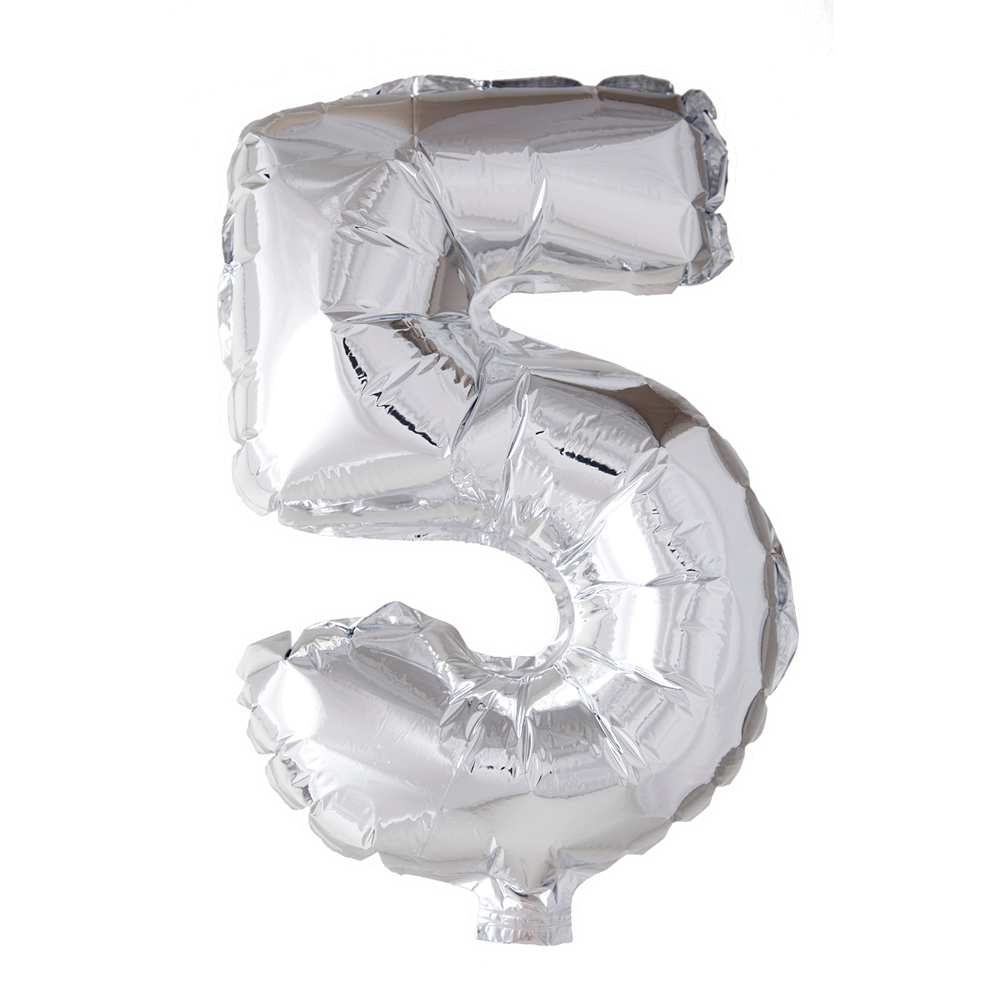Afbeelding van Folicijfer klein #5 zilver met helium