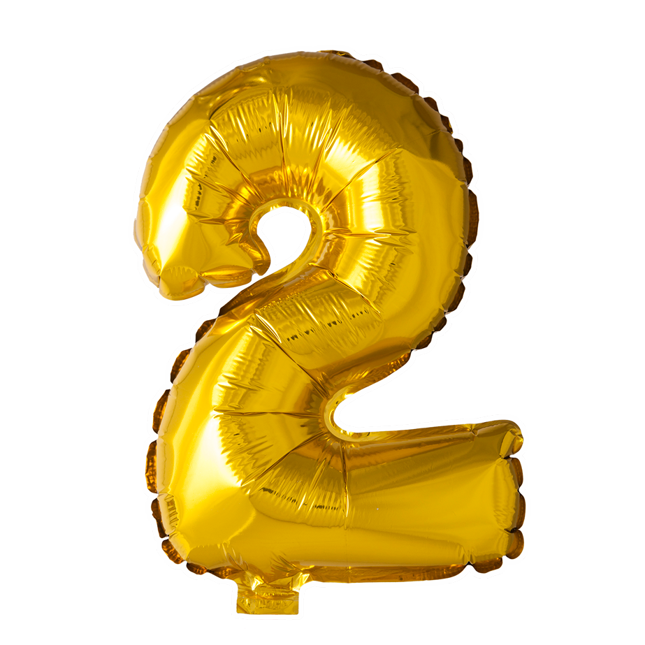 Afbeelding van Foliecijfer klein #2 goud met helium