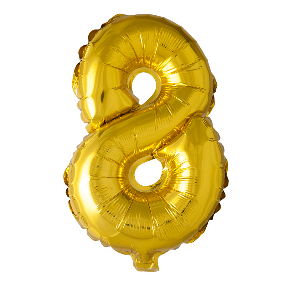 Afbeelding van Foliecijfer klein #8 goud met helium