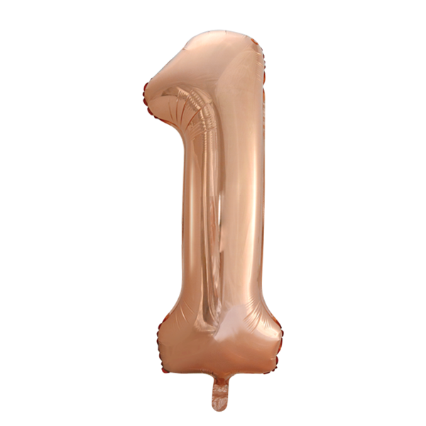 Afbeelding van Foliecijfer 1 rose gold met helium