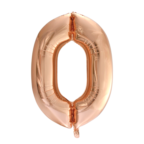 Afbeelding van Foliecijfer "0" 86cm.Rosegold gl met helium