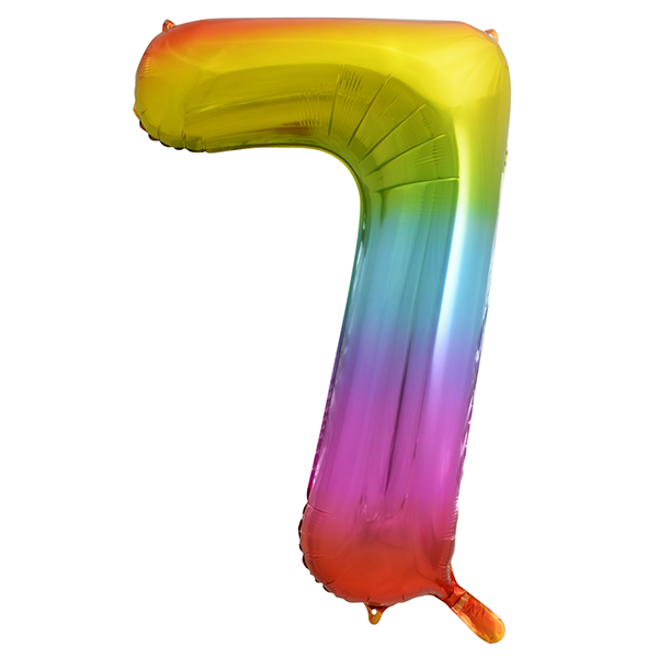 Afbeelding van Folie cijfer groot 7 regenboog met helium