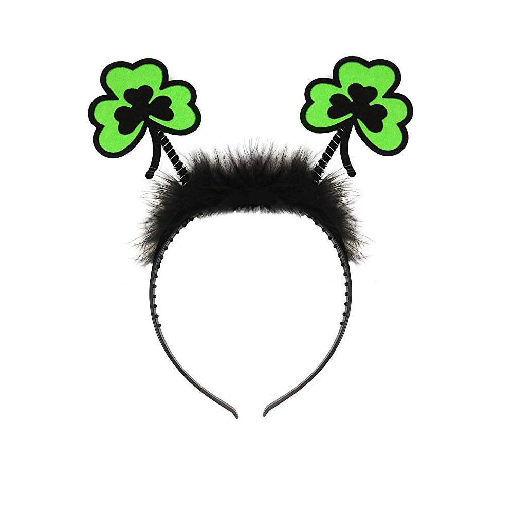 Afbeelding van Diadeem zwart met groene clover