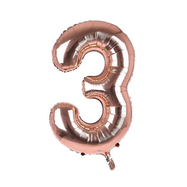 Afbeelding van Folie cijfer 3 groot rosegold met helium