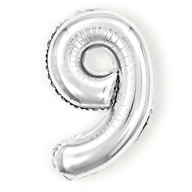 Foliecijfer klein "9"zilver