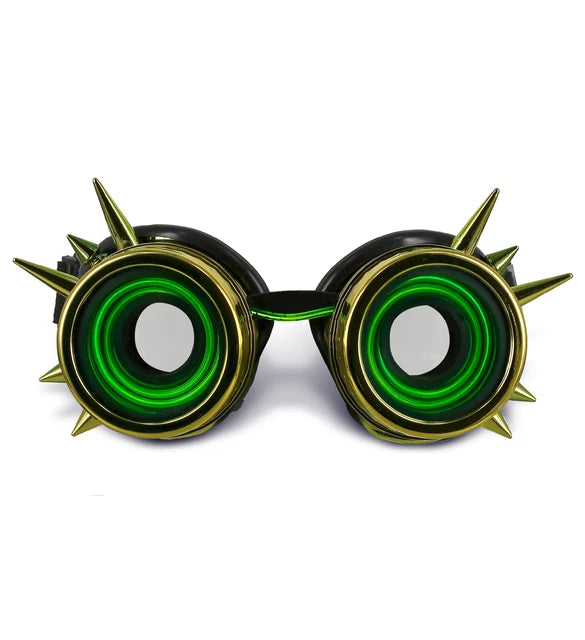 Afbeelding van Goggles steampunk grgo met led cirkel groen