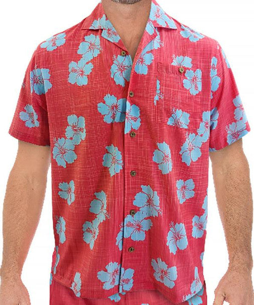 Afbeelding van Hawaii Shirt strech Hibiscus S