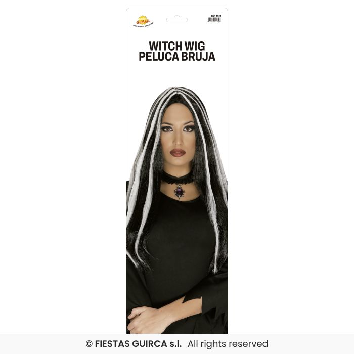 Afbeelding van Pruik heks zwart met witte plukjes