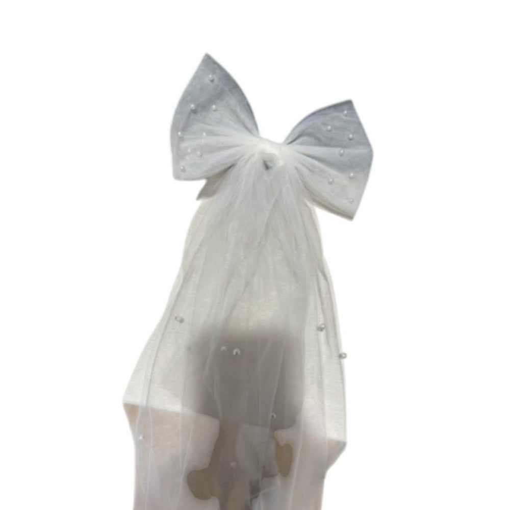Afbeelding van Wedding Pearl Tulle Bow Veil
