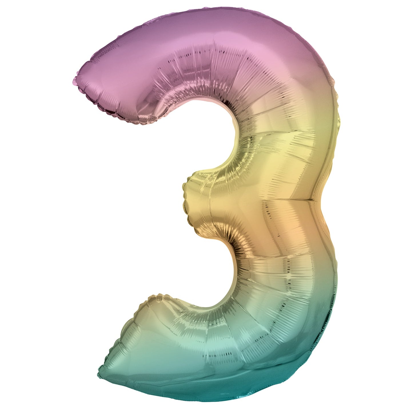 Afbeelding van Folie Cijfer #3 Groot Regenboog Pastel met helium