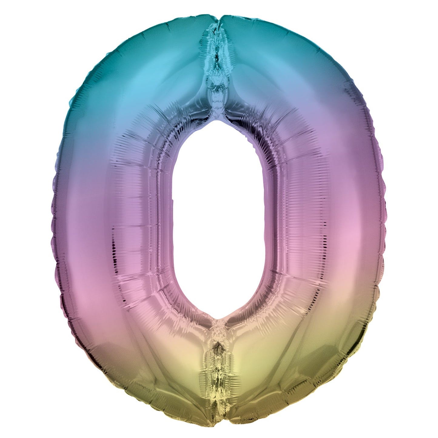 Afbeelding van Folie Cijfer #0 Groot Regenboog Pastel met helium