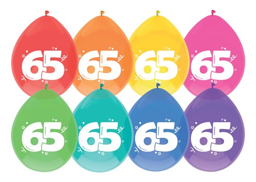 Afbeelding van Ballonnen 65 jaar (��30cm, 8st)
