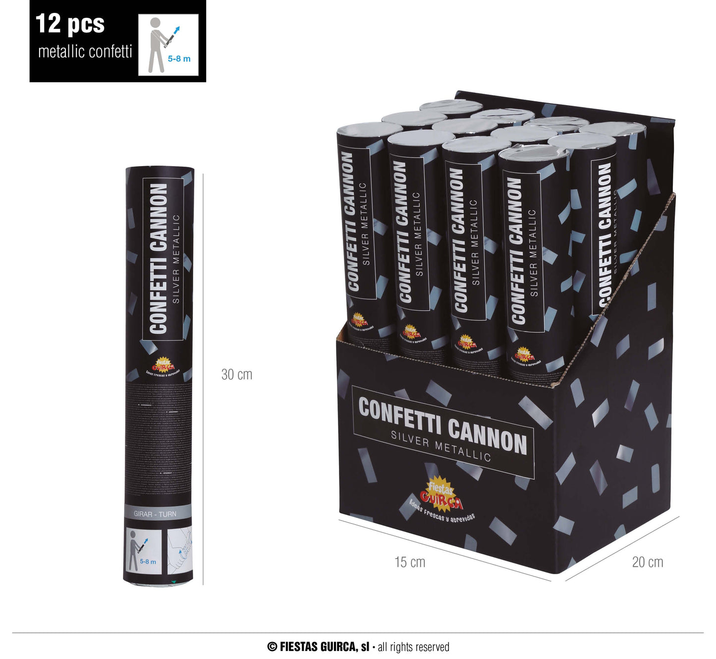 Afbeelding van Confetti shooter silver metallic