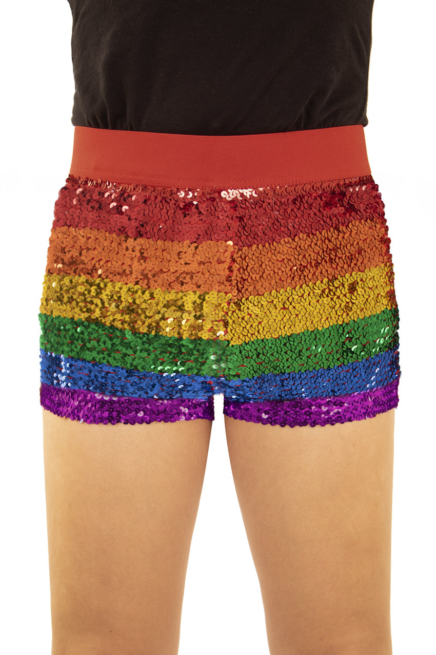 Afbeelding van Hotpants Pailletten regenboog LXL