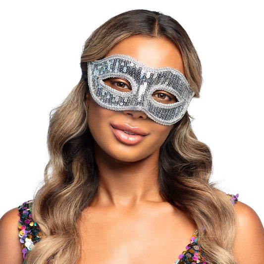 Afbeelding van Oogmasker Venice sequins zilver