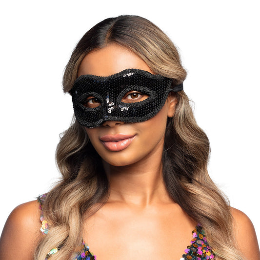 Afbeelding van Oogmasker Venice sequins zwart