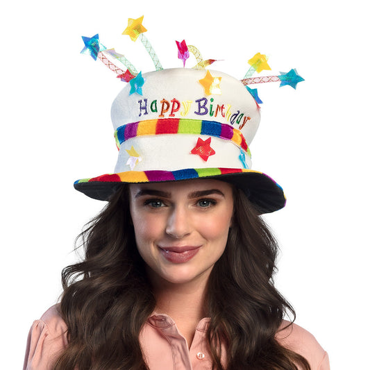 Afbeelding van Hoed Rainbow cake 'Happy Birthday'
