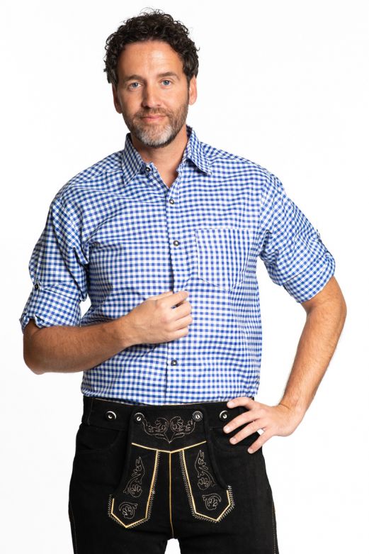 Afbeelding van Oktoberfest ruitjes blouse blauw XL