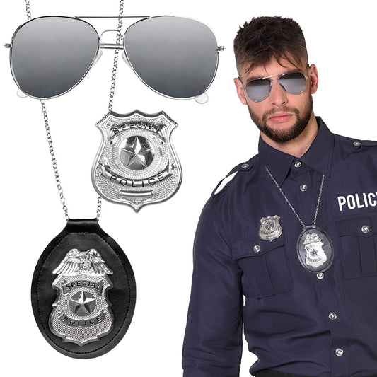 Afbeelding van Set 'Special police' (partybril, ketting en badge)