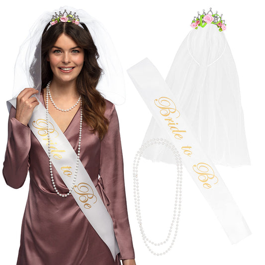Afbeelding van Set Bruid (diadeem, ketting en sjerp)