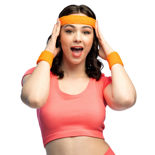 Afbeelding van Set 3 Zweetbandjes neonoranje