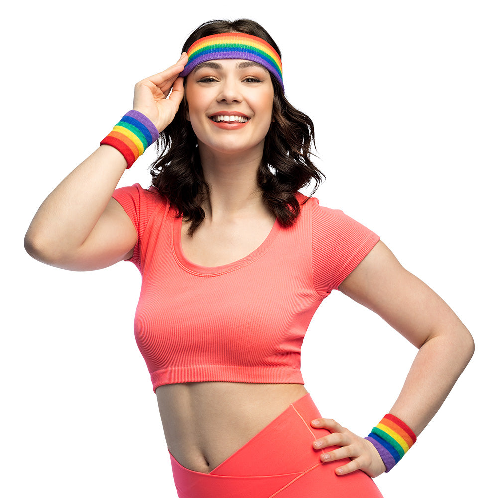 Afbeelding van Set 3 Zweetbandjes regenboog