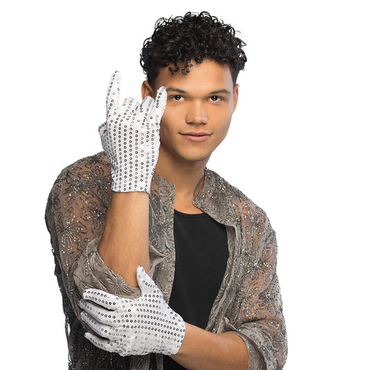 Afbeelding van Pr. Handschoenen pols Sequins zilver