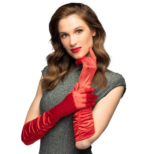Afbeelding van Pr. Handschoenen elleboog Hollywood rood