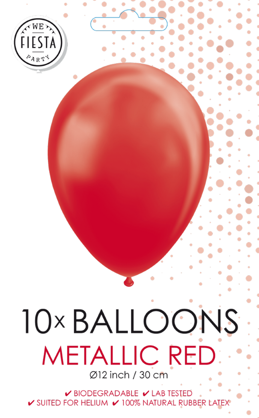 Afbeelding van Ballonnen Metallic Rood 10 st.