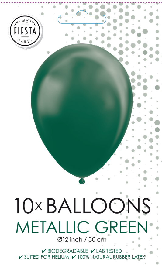Afbeelding van Ballonnen metallic groen 10 st.