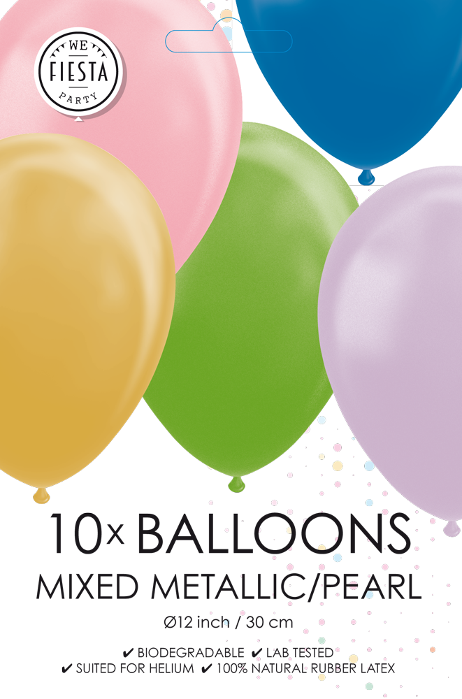 Afbeelding van Ballonnen mix metallic 10st.