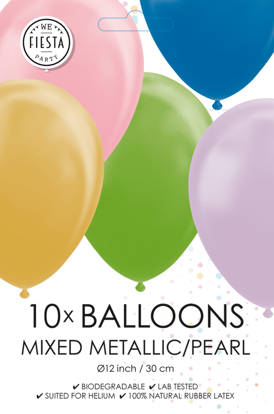 Afbeelding van Ballonnen mix metallic 10st.