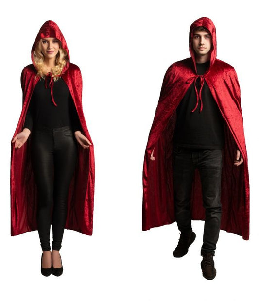 Afbeelding van Cape hooded Velours Rood