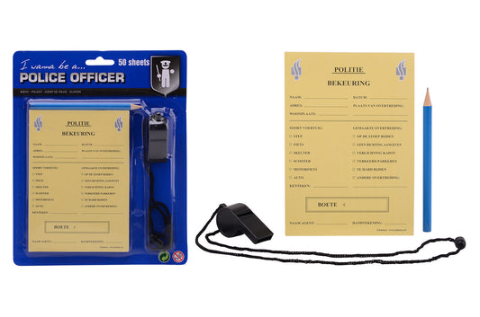 Afbeelding van Politie bonnenboekje met fluit en potlood