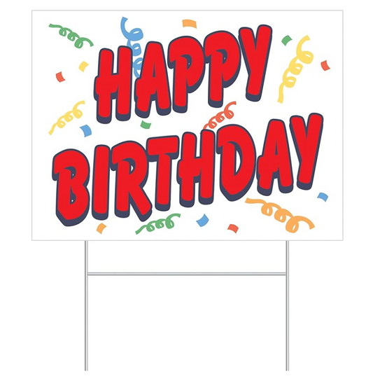 Afbeelding van Happy Birthday plastic yard sign