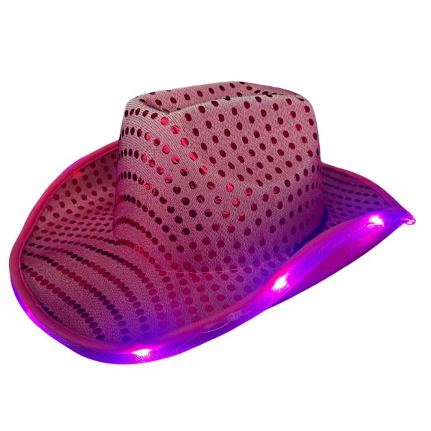 Afbeelding van Cowboy hoed roze Light up
