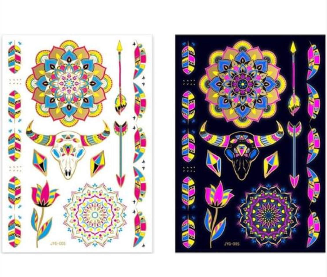 Afbeelding van Tattoo neon goud indiaan