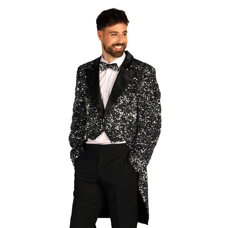 Afbeelding van Slipjas Pailletten zilverzwart Broadway S