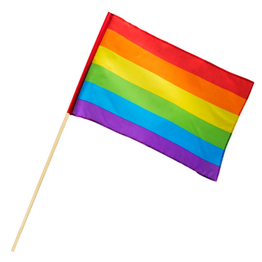 Afbeelding van Polyester zwaaivlag Regenboog (30 x 45 cm 76 cm stok)