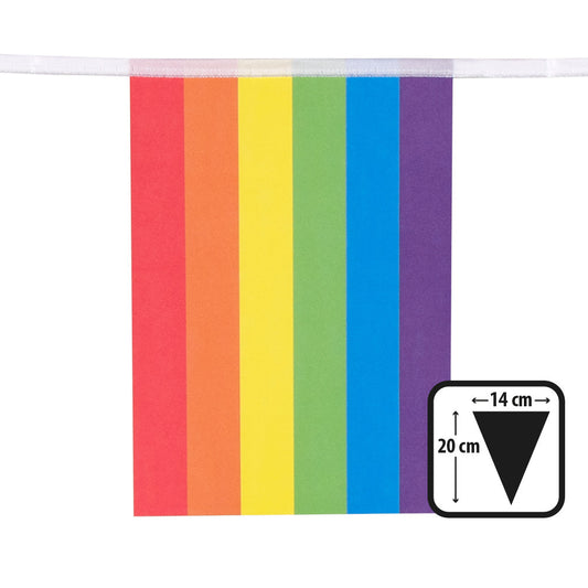 Afbeelding van Papieren vlaggenlijn Regenboog (14 x 20 cm)(3 m)