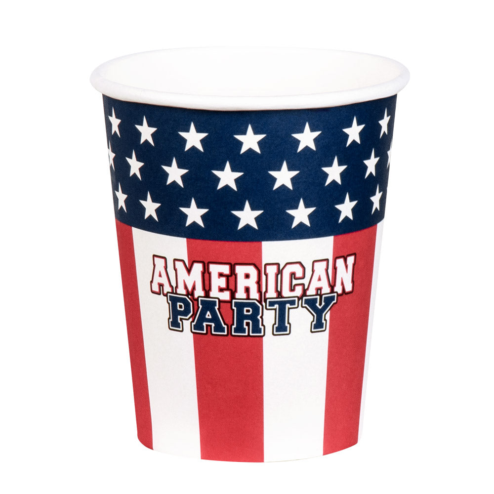 Afbeelding van Set 10 papieren bekertjes 'AMERICAN PARTY' (25 cl)