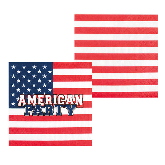 Afbeelding van Set 20 papieren servetten 'AMERICAN PARTY' (33 x 33 cm)