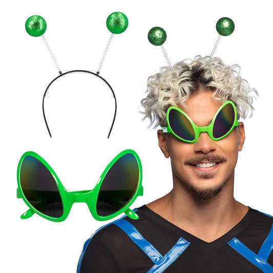 Afbeelding van Set Alien (partybril en diadeem)