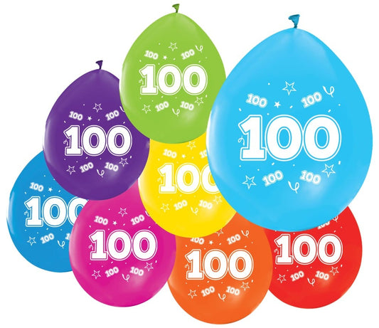 Afbeelding van 8 Ballonnen 100 met helium