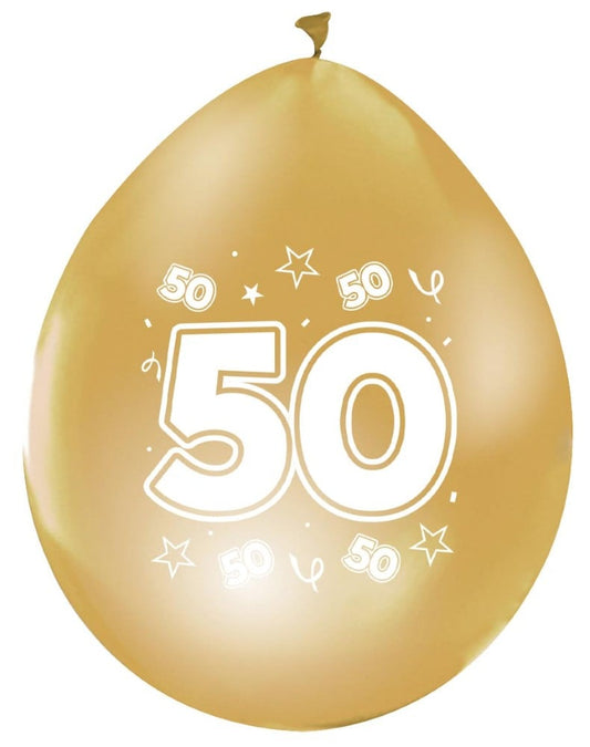 Afbeelding van Ballonnen goud "50" 8st.