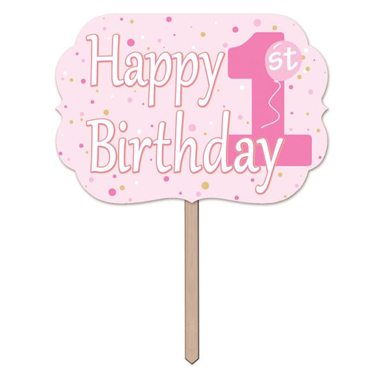 Afbeelding van Happy 1st Birthday yard sign (pink)