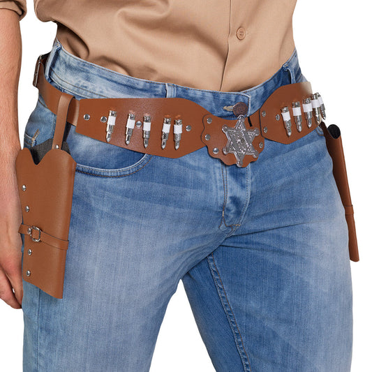 Afbeelding van Cowboyholster dubbel Sheriff bruin (125 cm)