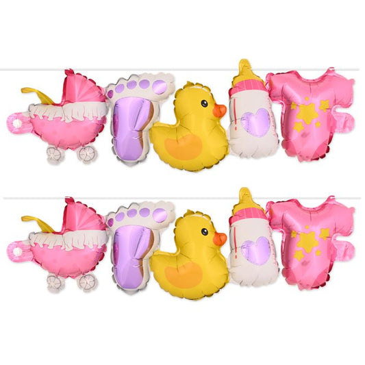 Afbeelding van Baby Girl Balloon Streamer met helium